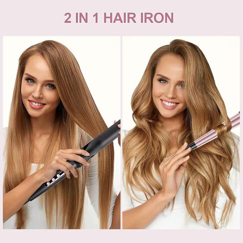 4 in 1 Curling Iron Wand Set, 1inch Curling Iron 3 Barrel Hair Waver with 2 Ceramic Tourmaline Barrels 0.35-1.2inch and Hair Straightener, LCD Temp Control Instant Heat Up, Include Glove & 2 Hair Clip in Saudi Arabia