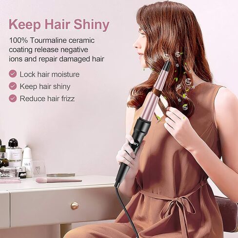 4 in 1 Curling Iron Wand Set, 1inch Curling Iron 3 Barrel Hair Waver with 2 Ceramic Tourmaline Barrels 0.35-1.2inch and Hair Straightener, LCD Temp Control Instant Heat Up, Include Glove & 2 Hair Clip in Saudi Arabia