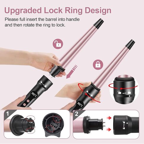 4 in 1 Curling Iron Wand Set, 1inch Curling Iron 3 Barrel Hair Waver with 2 Ceramic Tourmaline Barrels 0.35-1.2inch and Hair Straightener, LCD Temp Control Instant Heat Up, Include Glove & 2 Hair Clip in Saudi Arabia