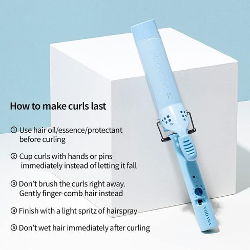 VODANA Professional GlamWave Ceramic Curling Iron, Long-Lasting Natural Curls, Instant Heat, Hair Curler, Curling Wand, Available in USA (1.25 inch, Black) in Saudi Arabia