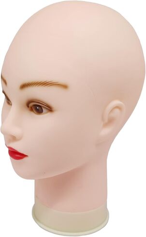 Bald Mannequin Head, Female Head for Wig Making and Display Professional Cosmetology Model Head Brown Skin (D-Brown-21inch) in Saudi Arabia