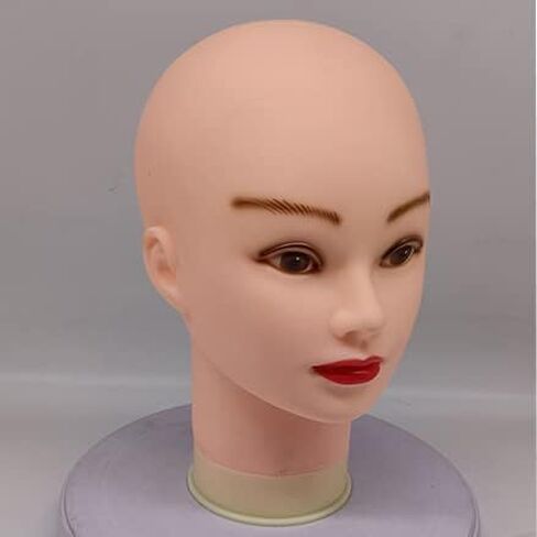 Bald Mannequin Head, Female Head for Wig Making and Display Professional Cosmetology Model Head Brown Skin (D-Brown-21inch) in Saudi Arabia