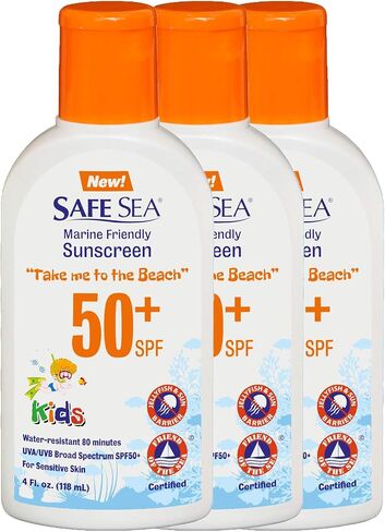 Safe Sea SPF50+ Kids sunscreen - Jellyfish and Sea lice protective lotion. Very Water Resistant, Sensitive skin. Oxybenzone and Octinoxate free, Paraben free, 4 fl. Oz. Pack of 2 in Saudi Arabia