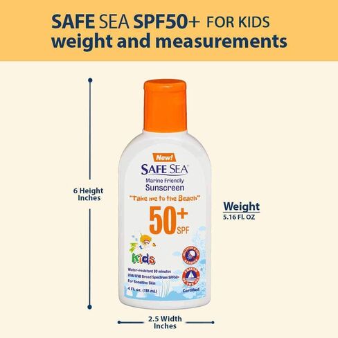 Safe Sea SPF50+ Kids sunscreen - Jellyfish and Sea lice protective lotion. Very Water Resistant, Sensitive skin. Oxybenzone and Octinoxate free, Paraben free, 4 fl. Oz. Pack of 2 in Saudi Arabia