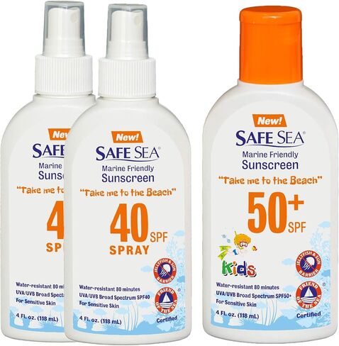 Safe Sea SPF50+ Kids sunscreen - Jellyfish and Sea lice protective lotion. Very Water Resistant, Sensitive skin. Oxybenzone and Octinoxate free, Paraben free, 4 fl. Oz. Pack of 2 in Saudi Arabia