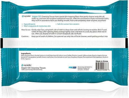 Epielle Aloe Vera Makeup Remover Cleansing Wipes | 60 Count, 2-Pack | Gentle Towelettes for All Skin Types | Ideal for Beauty Gifts, Spa Days & Gift Sets | Korean Skincare in Saudi Arabia