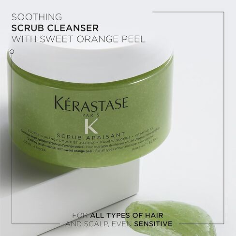 Kerastase Fusio Soothing Scalp Scrub | Cleansing Gel Cream Conditioning Treatment | For All Hair Types & Sensitive Scalp | With Jojoba & Vitamin B5 | Scrub Apaisant | 8.5 Fl Oz in Kuwait