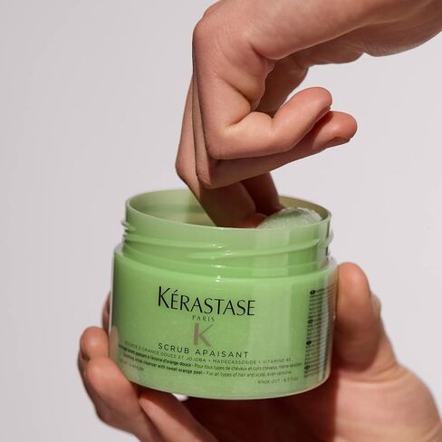 Kerastase Fusio Soothing Scalp Scrub | Cleansing Gel Cream Conditioning Treatment | For All Hair Types & Sensitive Scalp | With Jojoba & Vitamin B5 | Scrub Apaisant | 8.5 Fl Oz in Kuwait