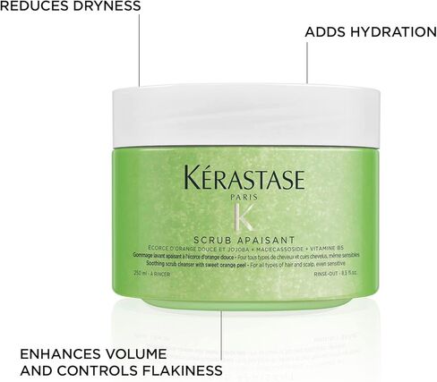 Kerastase Fusio Soothing Scalp Scrub | Cleansing Gel Cream Conditioning Treatment | For All Hair Types & Sensitive Scalp | With Jojoba & Vitamin B5 | Scrub Apaisant | 8.5 Fl Oz in Kuwait