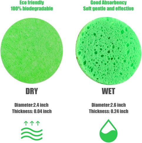 YESEEM 100pcs Compressed Facial Sponges, 100% Natural Cellulose Facial Cleansing Sponges Pads Exfoliating Sponges for Cleansing and Gentle Exfoliating Facial Supplies - 5-Colored in Saudi Arabia