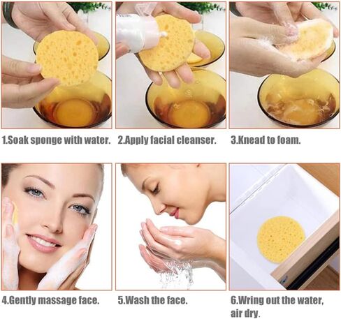 YESEEM 100pcs Compressed Facial Sponges, 100% Natural Cellulose Facial Cleansing Sponges Pads Exfoliating Sponges for Cleansing and Gentle Exfoliating Facial Supplies - 5-Colored in Saudi Arabia