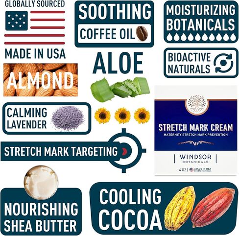 كريم الوقاية من علامات تمدد الجلد - كريم مرطب لازالة علامات تمدد البطن غني بالكاكاو عالي الفعالية والصبار وزبدة الشيا - لا يسبب الحساسية ومغذي للعناية بالبشرة - 4 اونصة in Kuwait