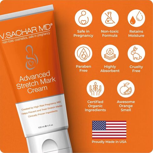 V.SACHAR MD Accredited Stretch Mark Cream for Pregnancy | This Skin Care Cream Helps in Prevention of New and Removal of Old Stretch Marks in During Maternity | 4 Fl Oz in Saudi Arabia
