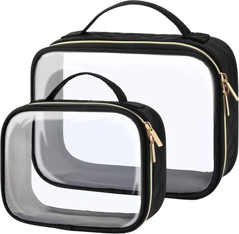 PACKISM TSA Approved Toiletry Bag - 180° Large Opening Clear Makeup Bags with Handle, Suitable for Gifts, Clear Toiletry Bags for Traveling Travel Essentials, Rose Pink in Kuwait