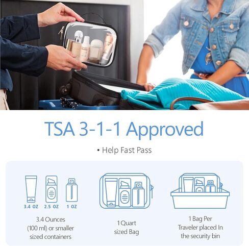 PACKISM TSA Approved Toiletry Bag - 180° Large Opening Clear Makeup Bags with Handle, Suitable for Gifts, Clear Toiletry Bags for Traveling Travel Essentials, Rose Pink in Kuwait