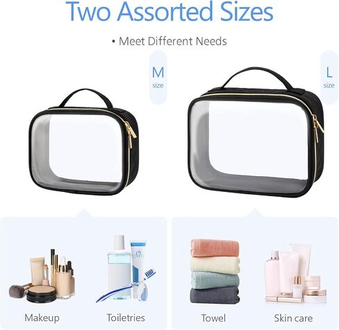 PACKISM TSA Approved Toiletry Bag - 180° Large Opening Clear Makeup Bags with Handle, Suitable for Gifts, Clear Toiletry Bags for Traveling Travel Essentials, Rose Pink in Kuwait