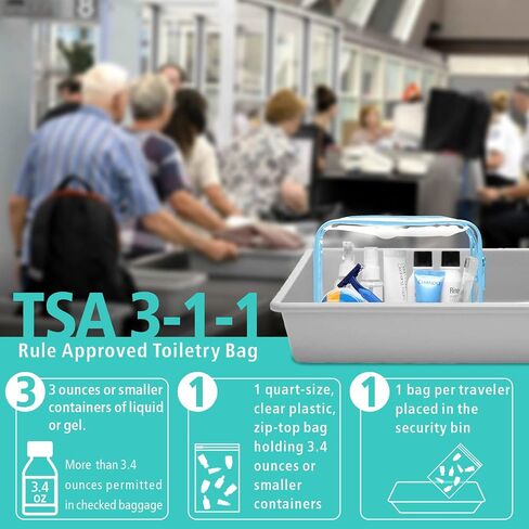 F-color TSA Approved Toiletry Bag 5 Pack Clear Toiletry Bags - Quart Size Travel Bag, Clear Cosmetic Makeup Bags for Women Men, Carry on Airport Airline Compliant Bag, 5 Colors in Kuwait