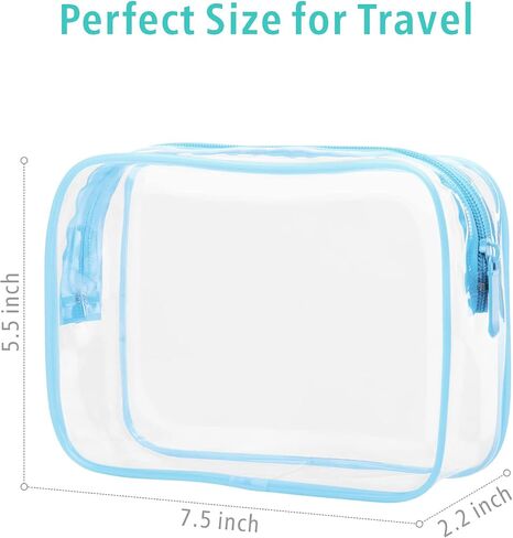 F-color TSA Approved Toiletry Bag 5 Pack Clear Toiletry Bags - Quart Size Travel Bag, Clear Cosmetic Makeup Bags for Women Men, Carry on Airport Airline Compliant Bag, 5 Colors in Kuwait