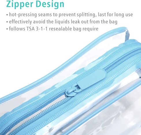 F-color TSA Approved Toiletry Bag 5 Pack Clear Toiletry Bags - Quart Size Travel Bag, Clear Cosmetic Makeup Bags for Women Men, Carry on Airport Airline Compliant Bag, 5 Colors in Kuwait