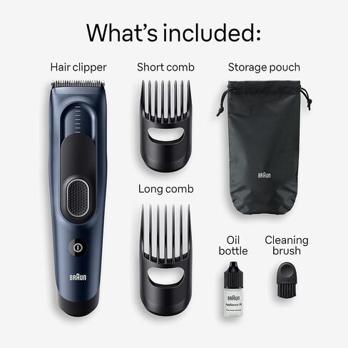 Braun Hair Clippers Series 5 5310، ماكينة قص الشعر للرجال، مشبك شعر من المنزل مع 9 إعدادات للطول، متضمنة. قفل أمان الذاكرة، إعداد الاستدعاء، شفرات حادة للغاية، مشطين، in Saudi Arabia