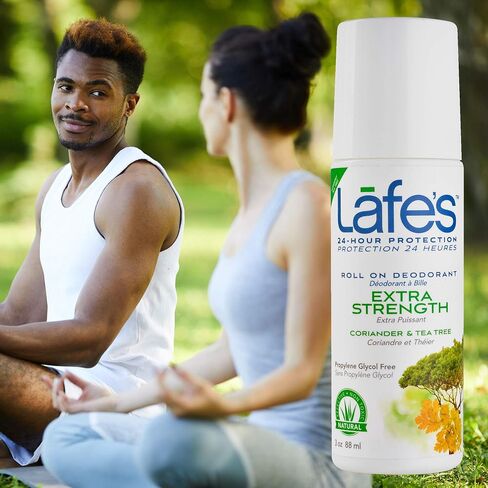Lafe's | Extra Strength - Coriander & Tea Tree - Roll-On Aluminum Free Natural Deodorant for Women & Men | Vegan, Cruelty Free, Gluten Free, Paraben Free & Baking Soda Free with 24-Hour Protection; 2 Pack (3oz each) in Saudi Arabia