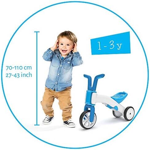 Chillafish Bunzi Gradual Balance Bike and Tricycle, 2-in-1 Ride on Toy for 1-3 Years Old, Silent Non-Marking Wheels, Blue, Large in Kuwait