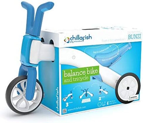 Chillafish Bunzi Gradual Balance Bike and Tricycle, 2-in-1 Ride on Toy for 1-3 Years Old, Silent Non-Marking Wheels, Blue, Large in Kuwait