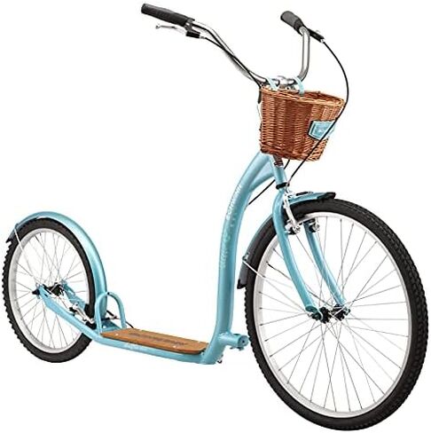 Schwinn Shuffle Mens and Womens Kick Scooter, Big 26-Inch Air Filled Front Wheel, 20-Inch Rear Wheel, Beach Cruiser Styled Handlebars, Alloy Linear Pull Brakes, Steel Frame, Vintage Deck in Kuwait