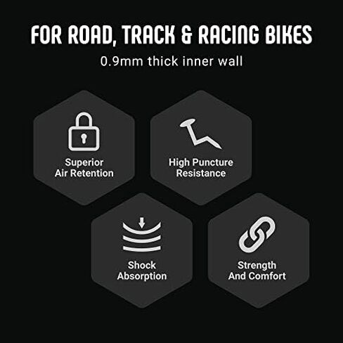 أنابيب Vittoria Standard Butyl الداخلية - أنابيب داخلية لدراجات الطرق والمسارات - صمام بريستا - مطاط صناعي - جدار داخلي بسمك 0.9 مم - أسود in Kuwait
