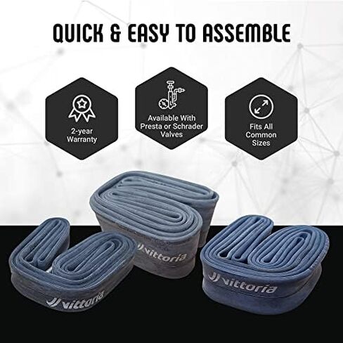 أنابيب Vittoria Standard Butyl الداخلية - أنابيب داخلية لدراجات الطرق والمسارات - صمام بريستا - مطاط صناعي - جدار داخلي بسمك 0.9 مم - أسود in Kuwait