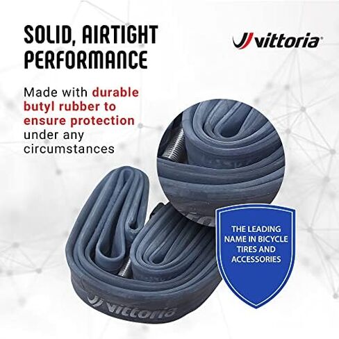 أنابيب Vittoria Standard Butyl الداخلية - أنابيب داخلية لدراجات الطرق والمسارات - صمام بريستا - مطاط صناعي - جدار داخلي بسمك 0.9 مم - أسود in Kuwait