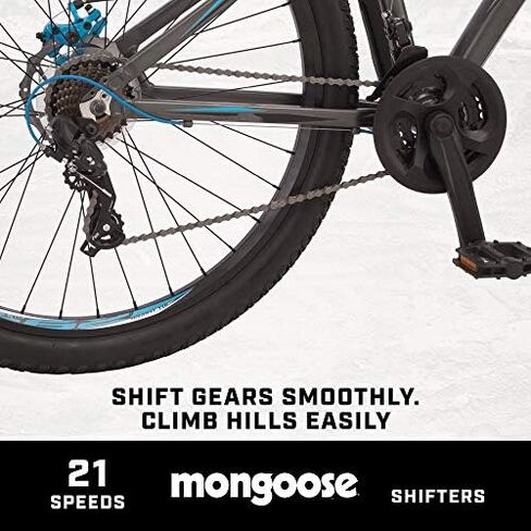 Mongoose Impasse Adult Mountain Bike, Aluminum Frame, Twist Shifters, 21- Speed Rear Deraileur, Front and Rear Disc Brakes in Saudi Arabia