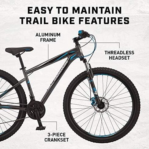 Mongoose Impasse Adult Mountain Bike, Aluminum Frame, Twist Shifters, 21- Speed Rear Deraileur, Front and Rear Disc Brakes in Saudi Arabia