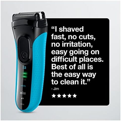 Braun Electric Series 3 Razor with Precision Trimmer, Rechargeable, Wet & Dry Foil Shaver for Men, Blue/Black, 4 Piece in Saudi Arabia