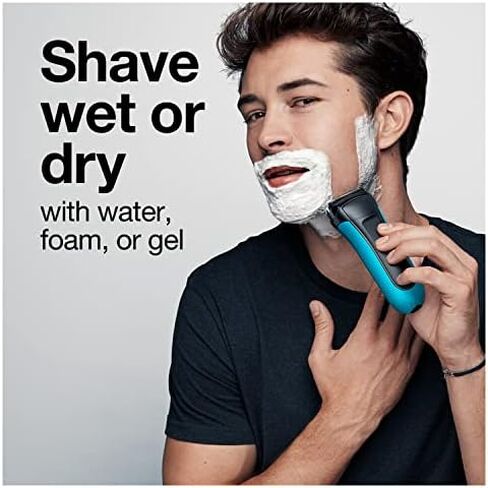Braun Electric Series 3 Razor with Precision Trimmer, Rechargeable, Wet & Dry Foil Shaver for Men, Blue/Black, 4 Piece in Saudi Arabia