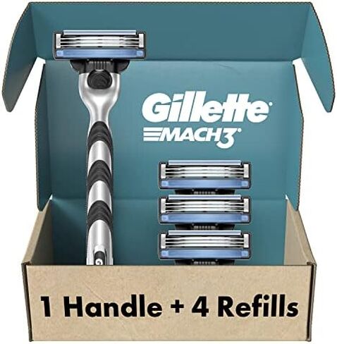 Gillette Mach3 Razors for Men, 1 Gillette Razor, 4 Razor Blade Refills in Saudi Arabia
