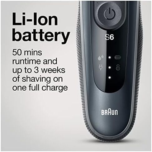 Braun for Sensitive Skin Electric Razor for Men, Waterproof, Rechargeable, Clean & Charge Station with Travel Case, Black with Clean & Renew Refill Cartridges, 6 Count, Pack of 1 in Kuwait
