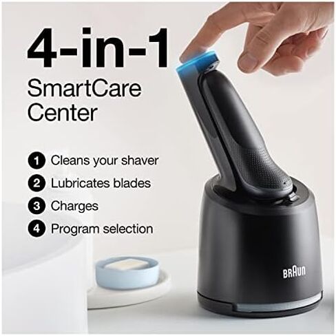 Braun for Sensitive Skin Electric Razor for Men, Waterproof, Rechargeable, Clean & Charge Station with Travel Case, Black with Clean & Renew Refill Cartridges, 6 Count, Pack of 1 in Kuwait
