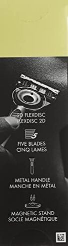 Gillette Mens Razor with Exfoliating Bar by GilletteLabs, Shaving Kit for Men, Includes 1 Handle, 2 Razor Blade Refills, 1 Premium Magnetic Stand, Black and Gold, Razor for men in Saudi Arabia