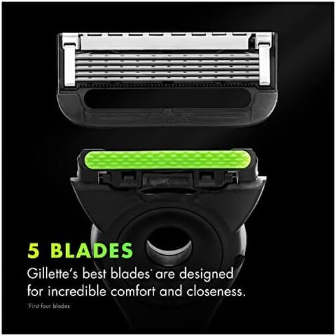 Gillette Mens Razor with Exfoliating Bar by GilletteLabs, Shaving Kit for Men, Includes 1 Handle, 2 Razor Blade Refills, 1 Premium Magnetic Stand, Black and Gold, Razor for men in Saudi Arabia