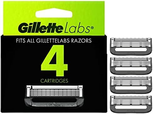 Gillette Mens Razor with Exfoliating Bar by GilletteLabs, Shaving Kit for Men, Includes 1 Handle, 2 Razor Blade Refills, 1 Premium Magnetic Stand, Black and Gold, Razor for men in Saudi Arabia