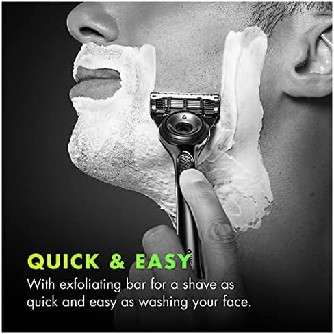 Gillette Mens Razor with Exfoliating Bar by GilletteLabs, Shaving Kit for Men, Includes 1 Handle, 2 Razor Blade Refills, 1 Premium Magnetic Stand, Black and Gold, Razor for men in Saudi Arabia