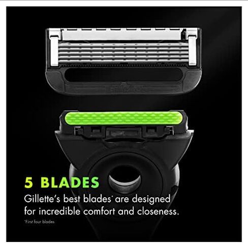 Gillette Mens Razor with Exfoliating Bar by GilletteLabs, Shaving Kit for Men, Includes 1 Handle, 2 Razor Blade Refills, 1 Premium Magnetic Stand, Black and Gold, Razor for men in Saudi Arabia