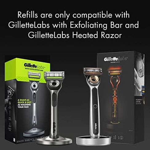 Gillette Mens Razor with Exfoliating Bar by GilletteLabs, Shaving Kit for Men, Includes 1 Handle, 2 Razor Blade Refills, 1 Premium Magnetic Stand, Black and Gold, Razor for men in Saudi Arabia