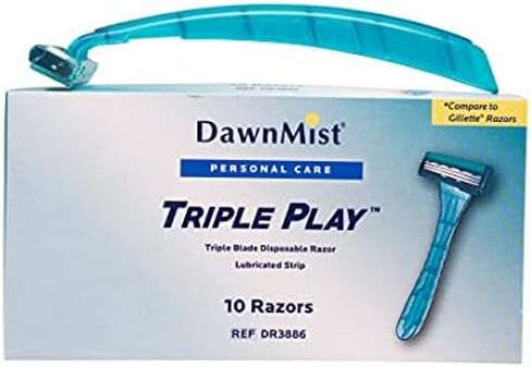 Dukal Dawn Mist Triple Play Facial Razor, Teal Handle with Clear Plastic Guard (10 Boxes of 50) (Pack of 500) in Saudi Arabia