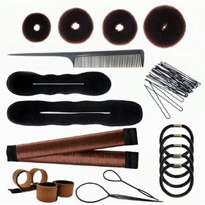 PARFINER Hair Bun Maker Magic French Twist Hairstyle Clip Snap Bun Makers Hair Elastic Bands Pins With Comb Hair Styling Accessories