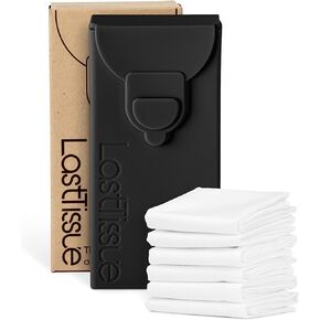 LastTissue® Reusable Cotton Tissue Pack – Sustainable, Durable, Eco-Conscious, Portable & Washable Facial Tissues for Men and Women with Travel Handkerchief Storage Case
