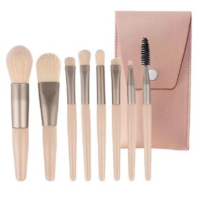 Makeup Brushes 8 Pieces Makeup Brush Set, Makeup Brushes Foundation Blend Blush Concealer Eye Shadow Blend Eye Liner Makeup Brush Set for Travel Makeup Bag (Apricot)