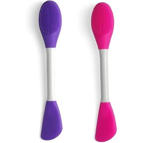 Silicone Brushes,Double-Ended Silicone Face Mask Brush,Facial Cleansing Brush, Premium Soft Facial Masks Other Skin Care Applicator Tool for Cream, Body Lotion,Moisturizer (Green+Pink) in Saudi Arabia