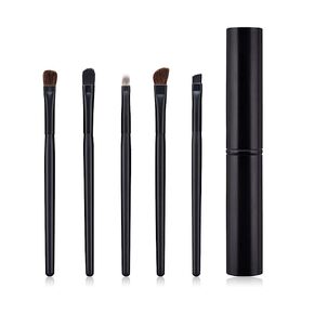 AKOAK 5 Pcs/set Travel Portable Mini Eye Makeup Brush Set Apply Eyeshadow Eyeliner Eyebrow Brush Lip Makeup Brush Set Makeup Tools (Black)